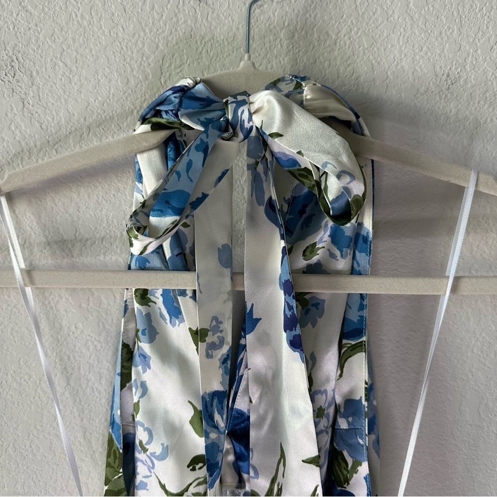 Reformation Blue and Green Floral Halter Maxi Dress - Picture 7 of 8